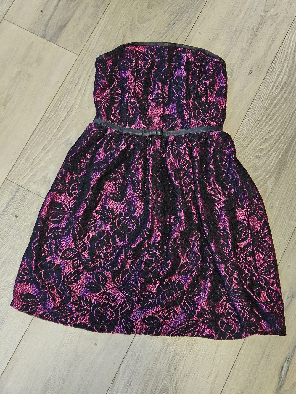 BeBop Women/Junior Small Strapless Lace Lined Empire Waist Dress